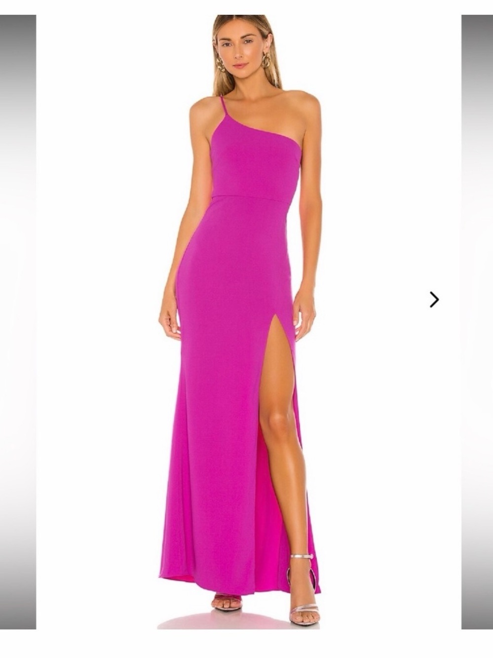 Lovers + Friends Magenta Pink One Shoulder Side Slit Gown - Size XS